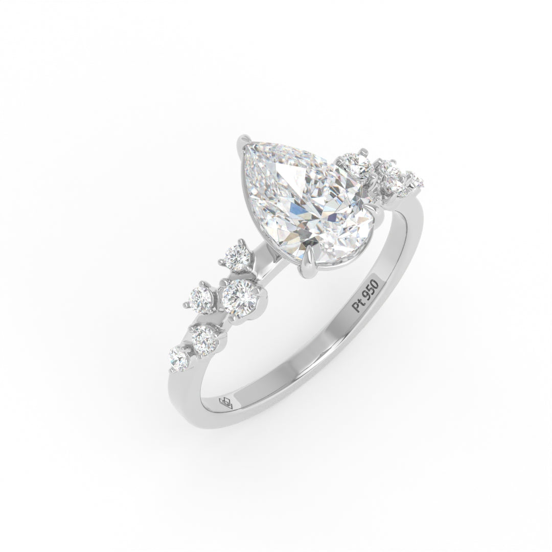 Layla Pear Cut Diamond Engagement Ring With Diamond Accent Band