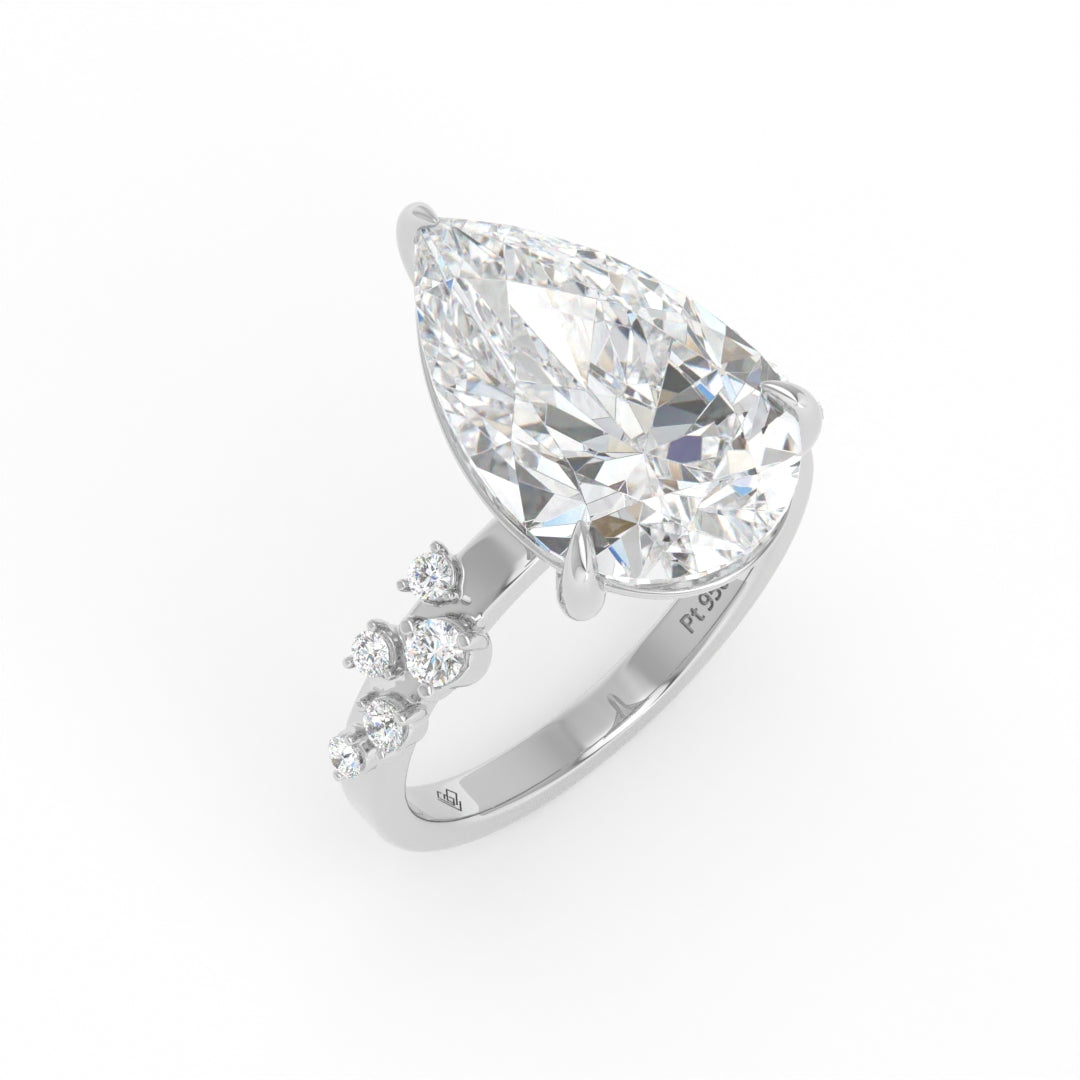 Layla Pear Cut Diamond Engagement Ring With Diamond Accent Band