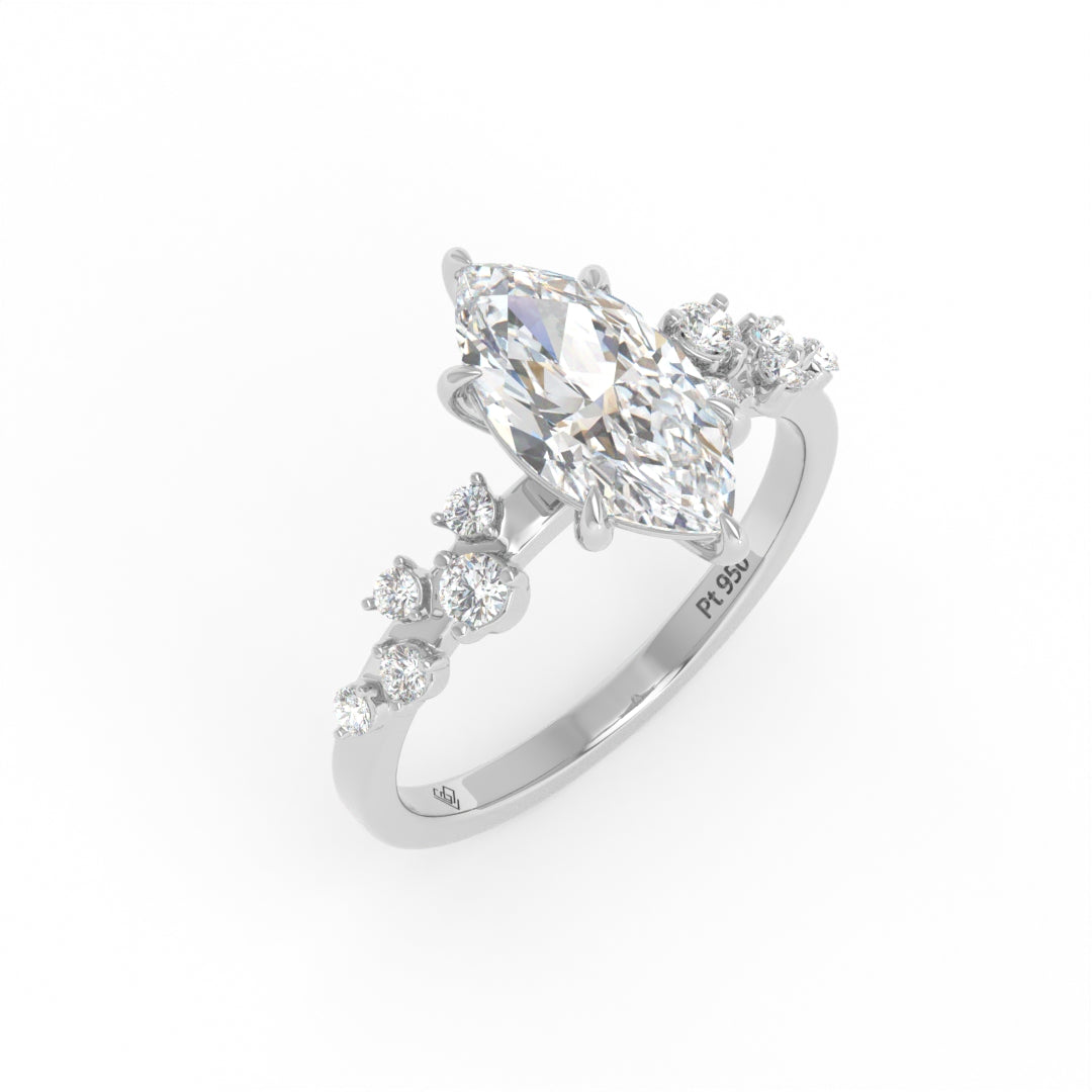 Layla Marquise Cut Diamond Engagement Ring With Accent Band