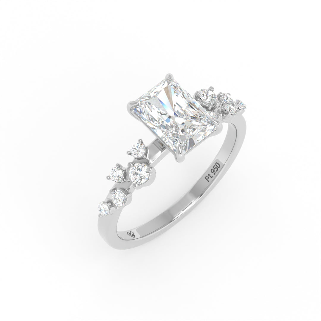 Layla Radiant Cut Diamond Engagement Ring With Accent Band
