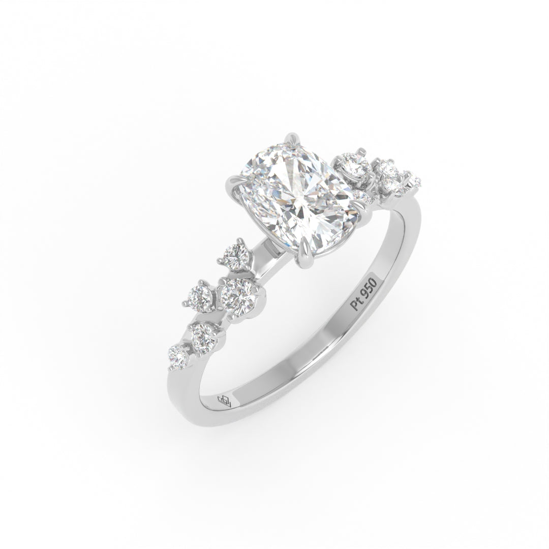 Layla Cushion Diamond Engagement Ring With Diamond Accent Band