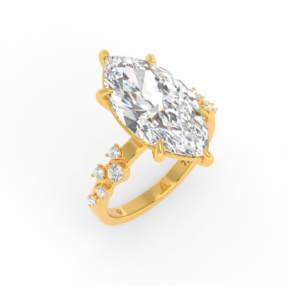 Layla Marquise Cut Diamond Engagement Ring With Accent Band