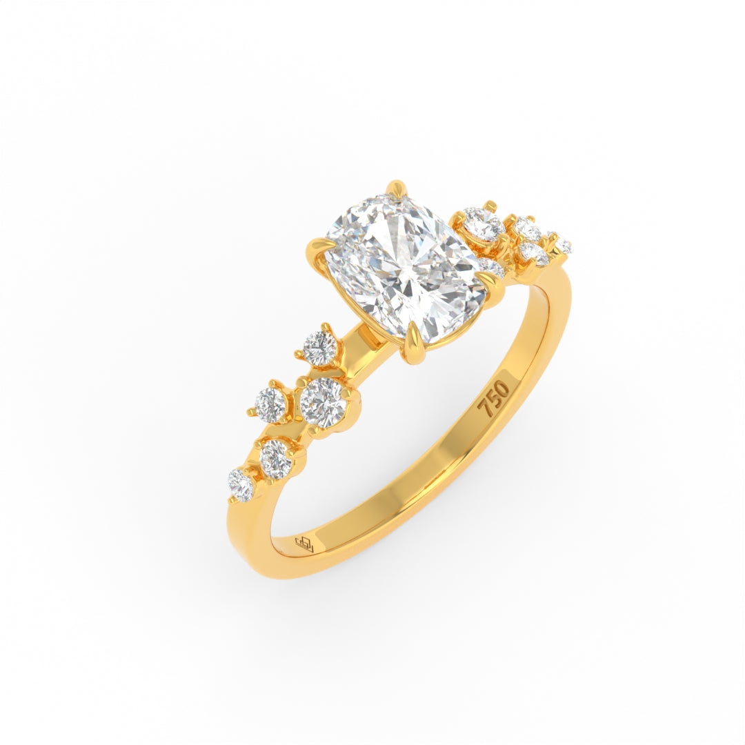 Layla Cushion Diamond Engagement Ring With Diamond Accent Band