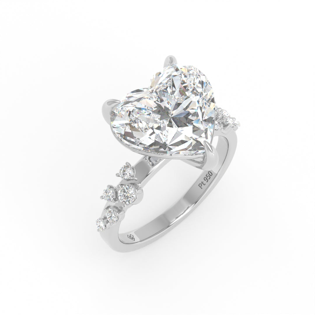 Layla Heart Cut Diamond Engagement Ring with Diamond Accent Band