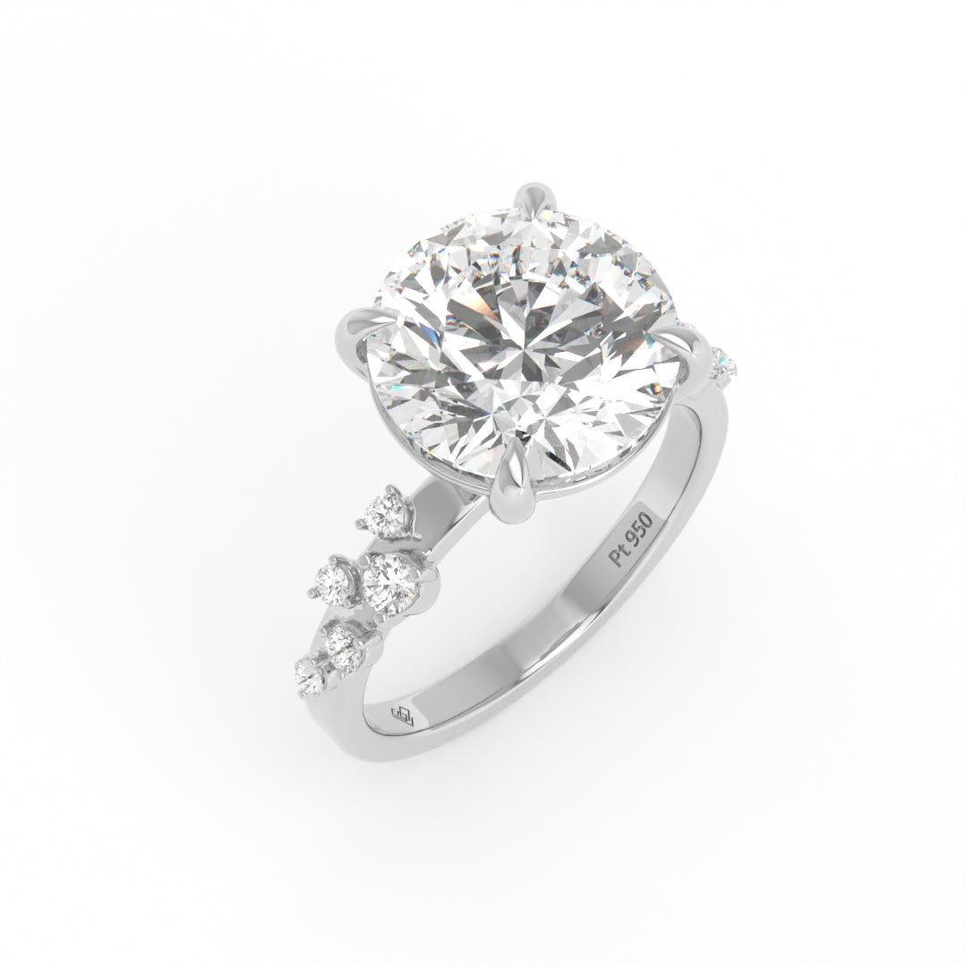 Layla Round Brilliant Cut Diamond Engagement Ring With Diamond Accent Band