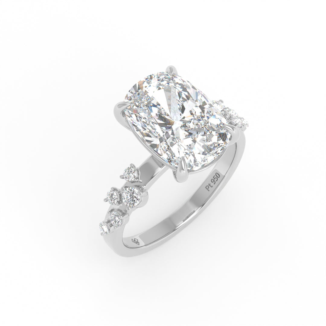 Layla Cushion Diamond Engagement Ring With Diamond Accent Band