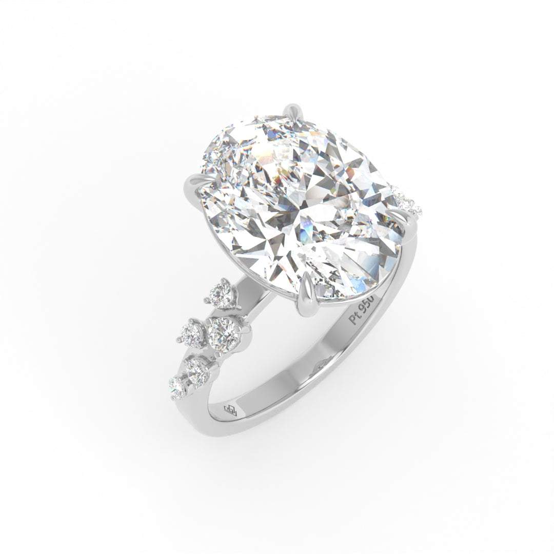 Layla Oval Cut Diamond Engagement Ring With Diamond Accent Band
