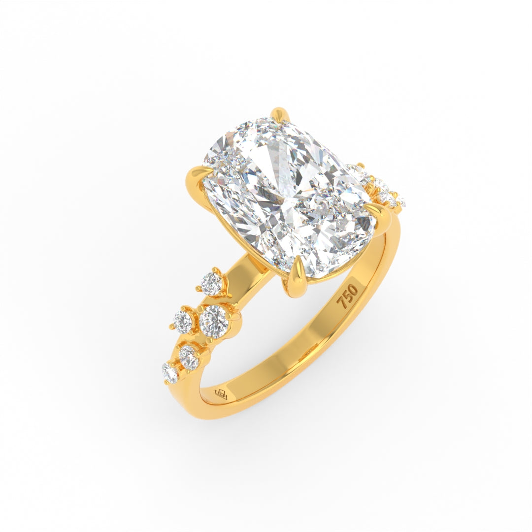 Layla Cushion Diamond Engagement Ring With Diamond Accent Band