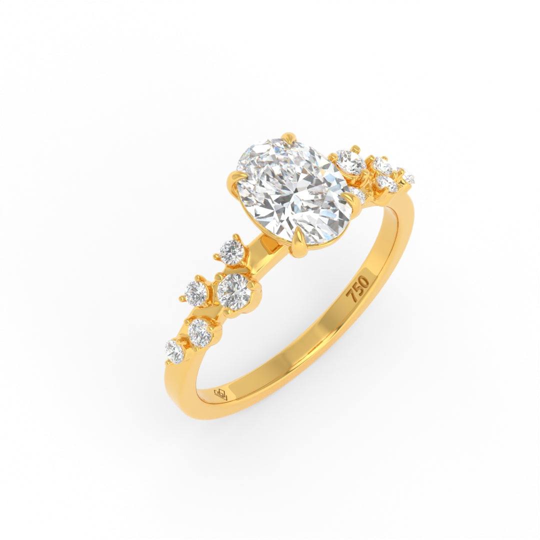 Layla Oval Cut Diamond Engagement Ring With Diamond Accent Band