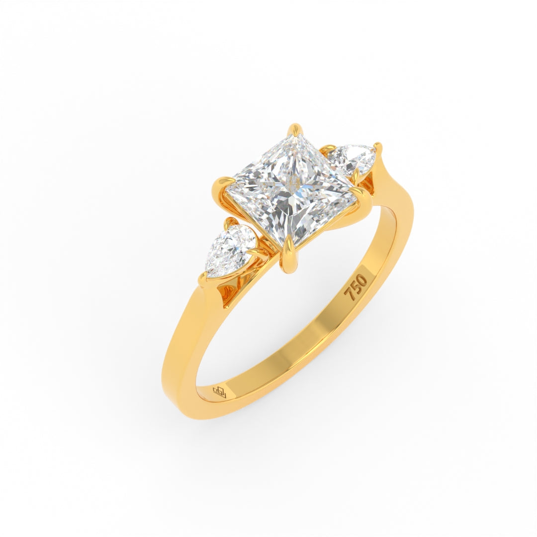 Sofia Princess Cut Diamond Engagement Ring With A Pear sides