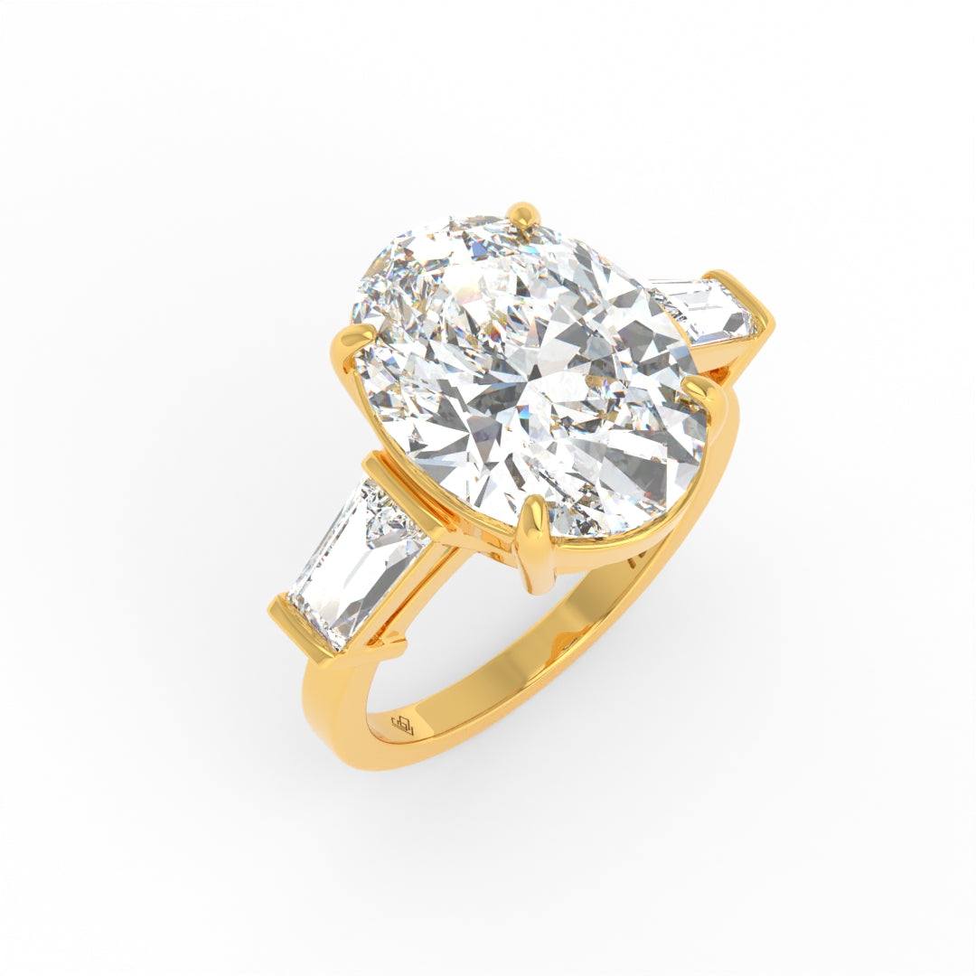 Mary Oval Cut Diamond Engagement Ring With Tapering Baguettes Cut Side Diamond