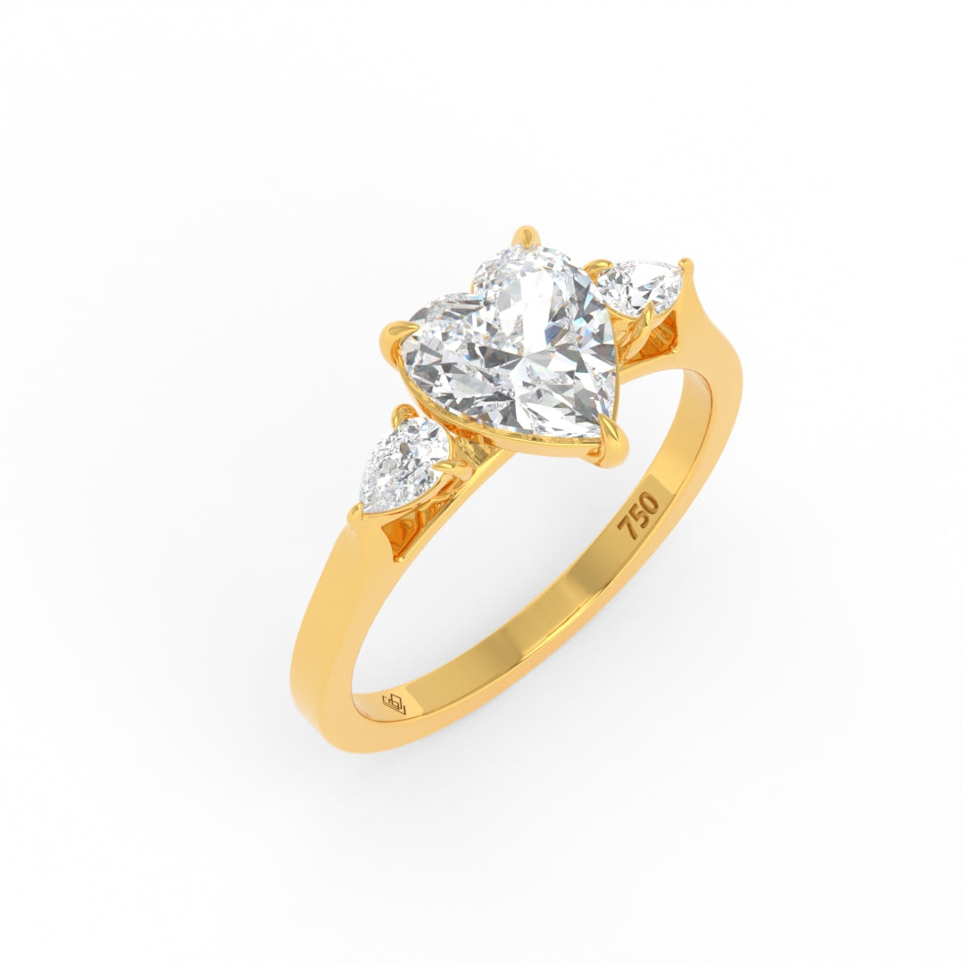 Sofia Heart Cut Diamond Engagement Ring With A Pear Cut Side Diamonds