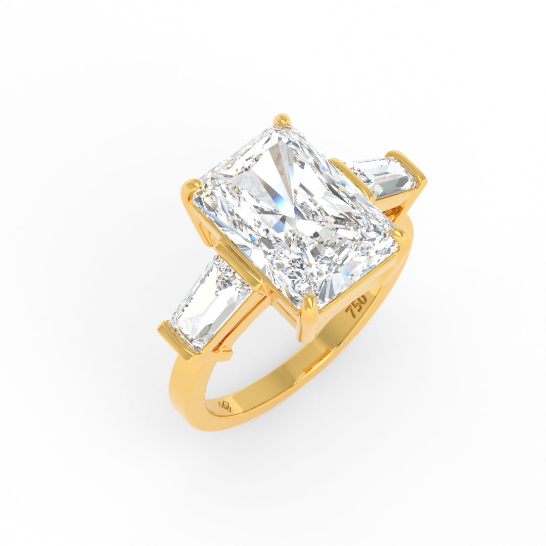 Mary Radiant Cut Diamond Engagement Ring With Tapering Baguettes Cut Side Diamonds