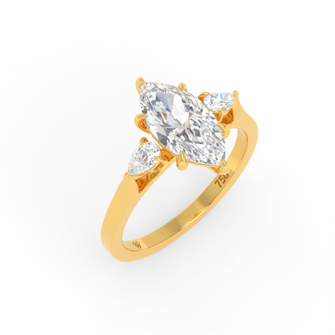 Sofia Marquise Cut Diamond Engagement Ring with Pear Cut Side Diamonds