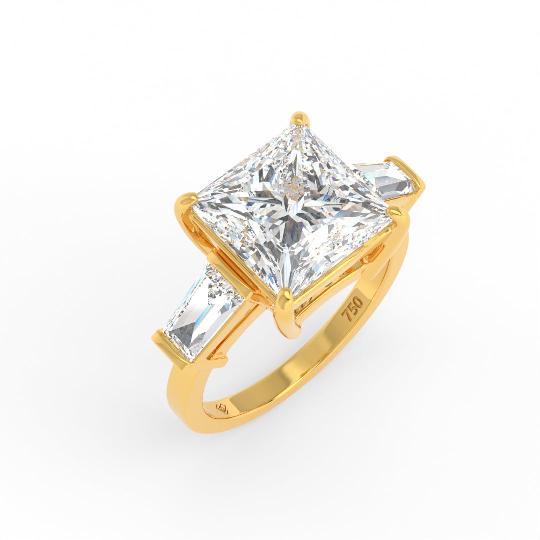 Mary Princess Cut Diamond Engagement Ring With Tapering Baguette Cut Side Diamonds