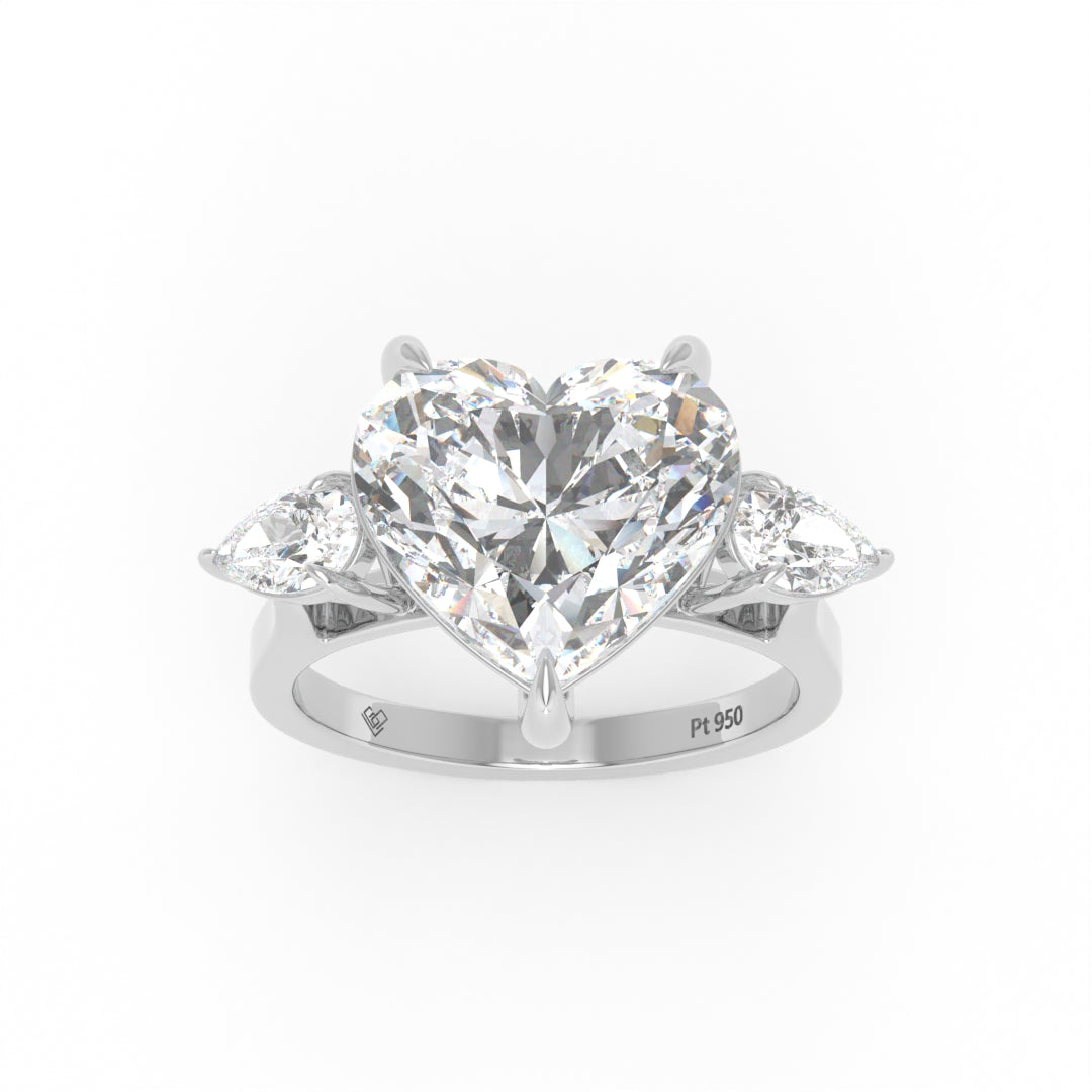 Sofia Heart Cut Diamond Engagement Ring With A Pear Cut Side Diamonds