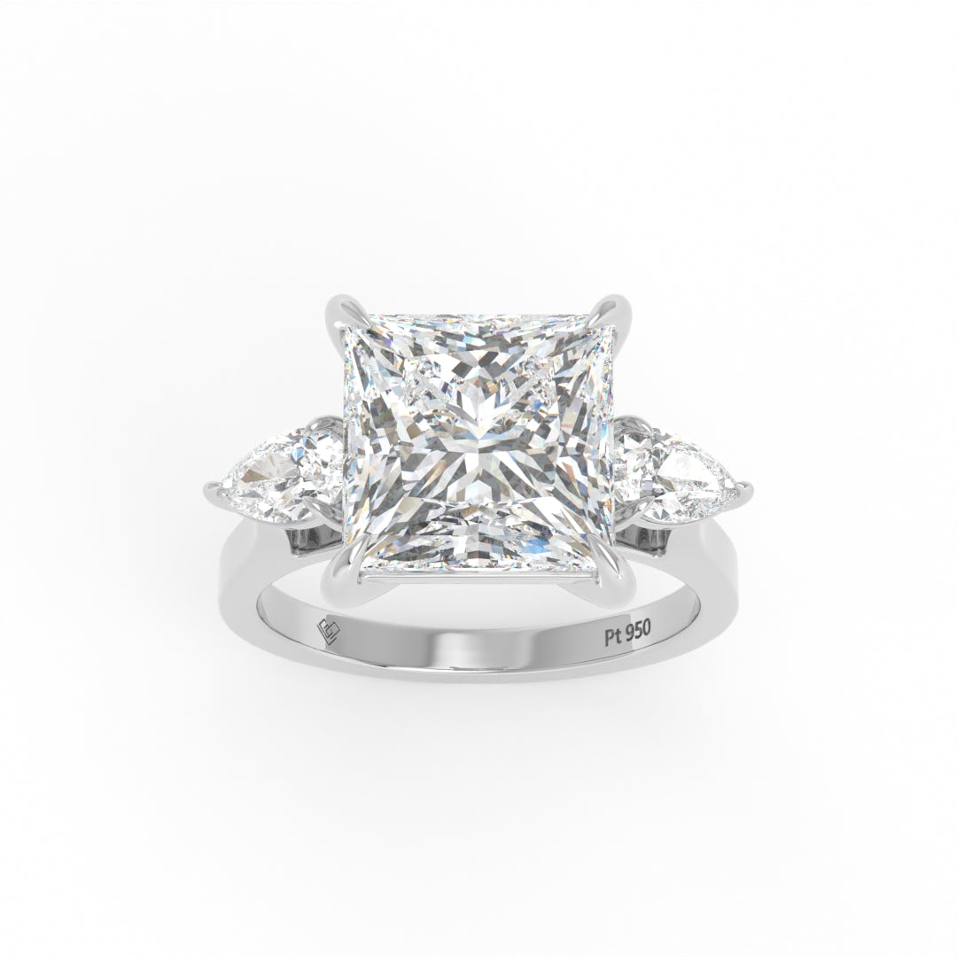 Sofia Princess Cut Diamond Engagement Ring With A Pear sides