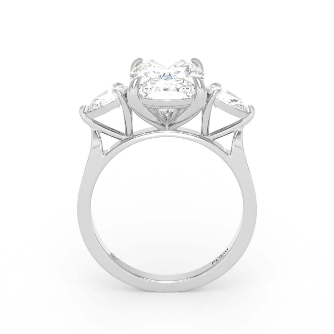 Sofia Cushion Cut Diamond Engagement Ring With A Pear Cut Side Diamonds