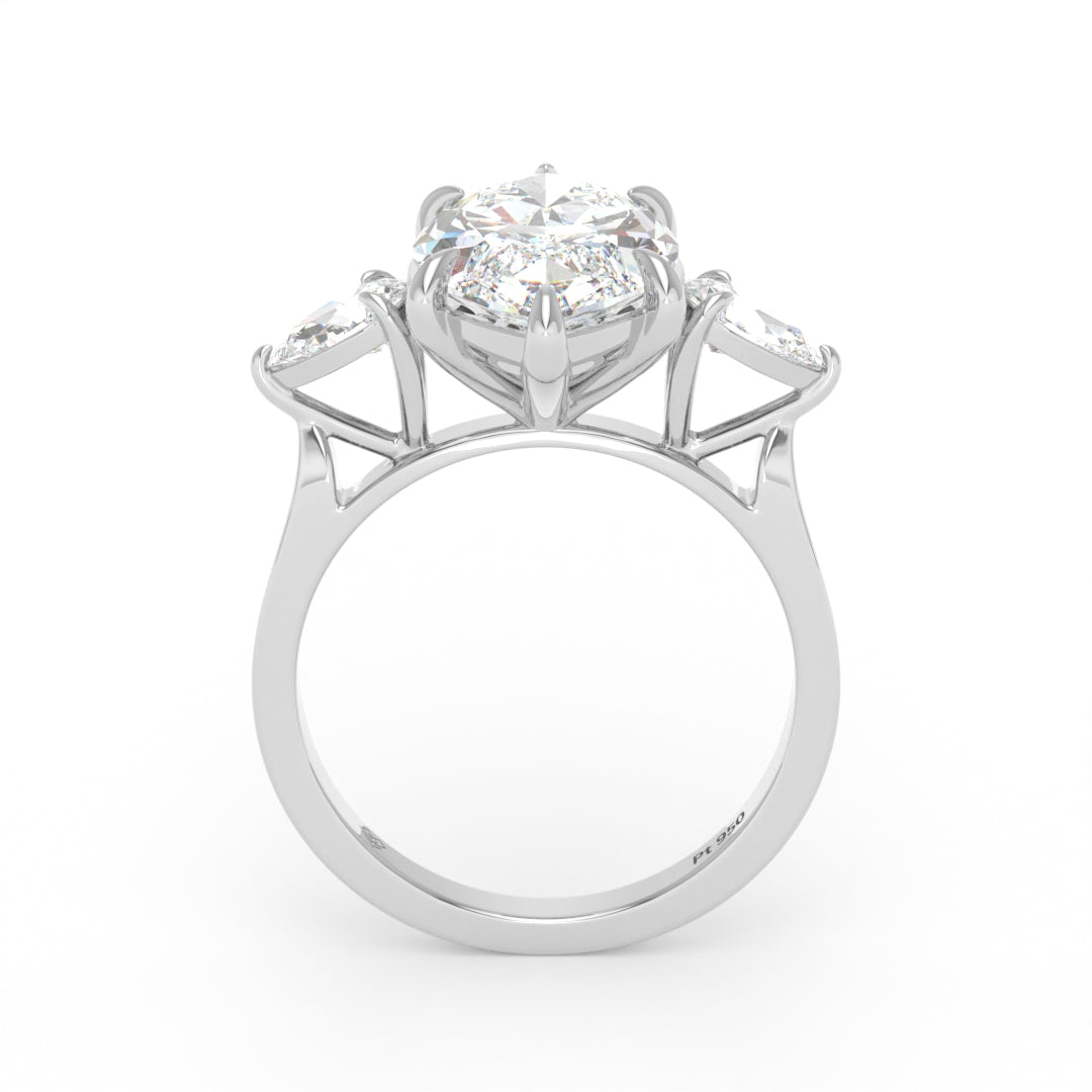 Sofia Marquise Cut Diamond Engagement Ring with Pear Cut Side Diamonds