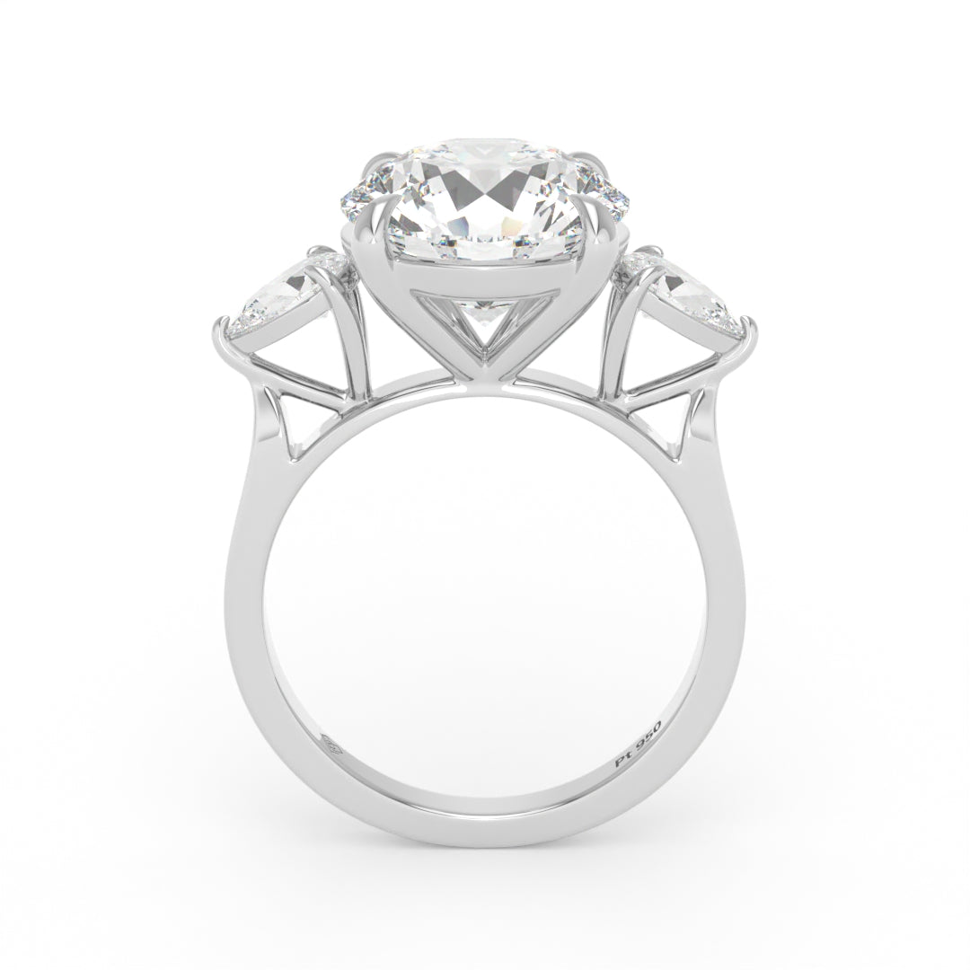 Sofia Round Brilliant Cut Diamond Engagement Ring With A Pear Cut Side Diamonds