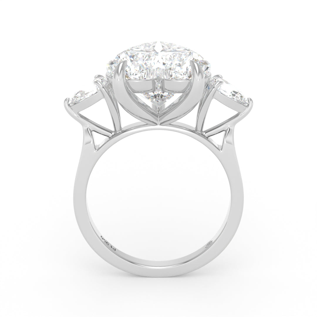 Sofia Heart Cut Diamond Engagement Ring With A Pear Cut Side Diamonds