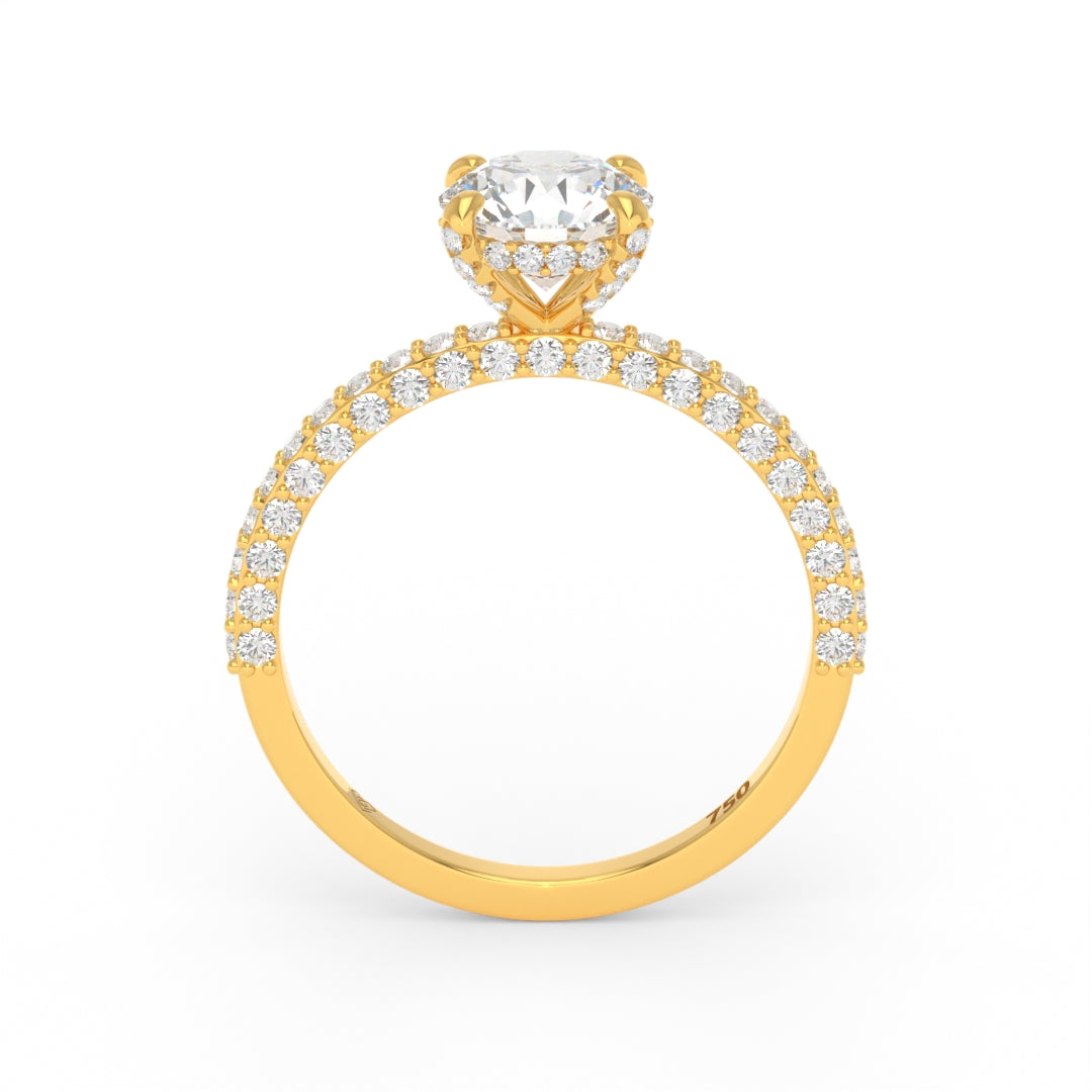 Mia Round Brilliant Cut Diamond Engagement Ring With Diamond Hidden Halo And 3D Diamond Band