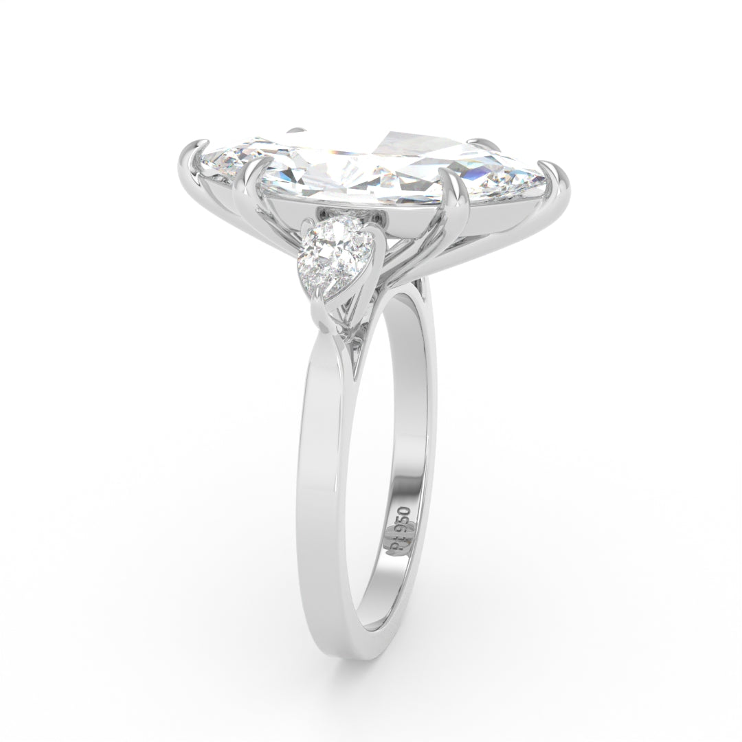 Sofia Marquise Cut Diamond Engagement Ring with Pear Cut Side Diamonds