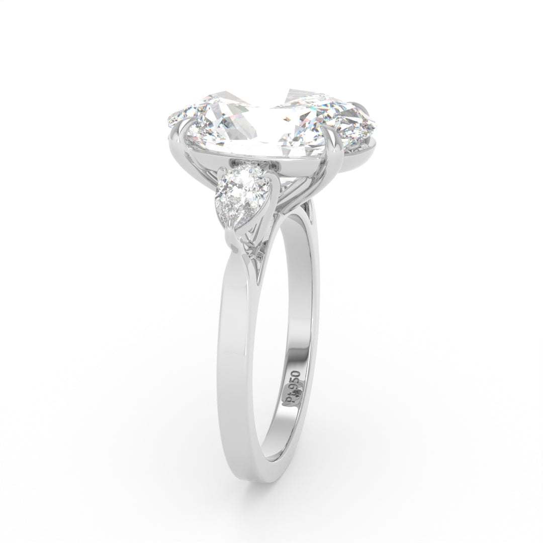 Sofia Oval Cut Diamond Engagement Ring With A Pear Cut Side Diamonds