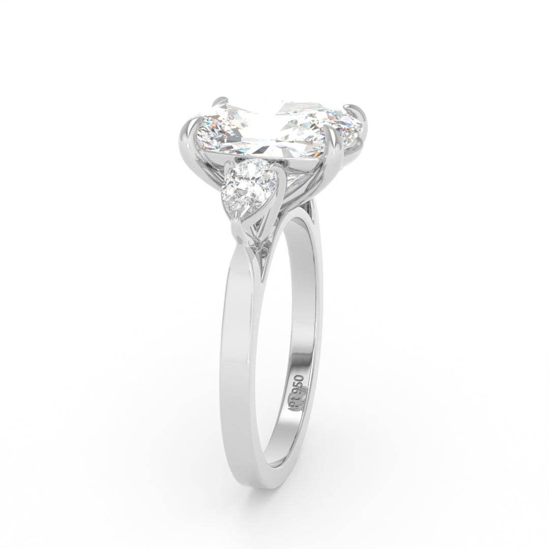 Sofia Cushion Cut Diamond Engagement Ring With A Pear Cut Side Diamonds