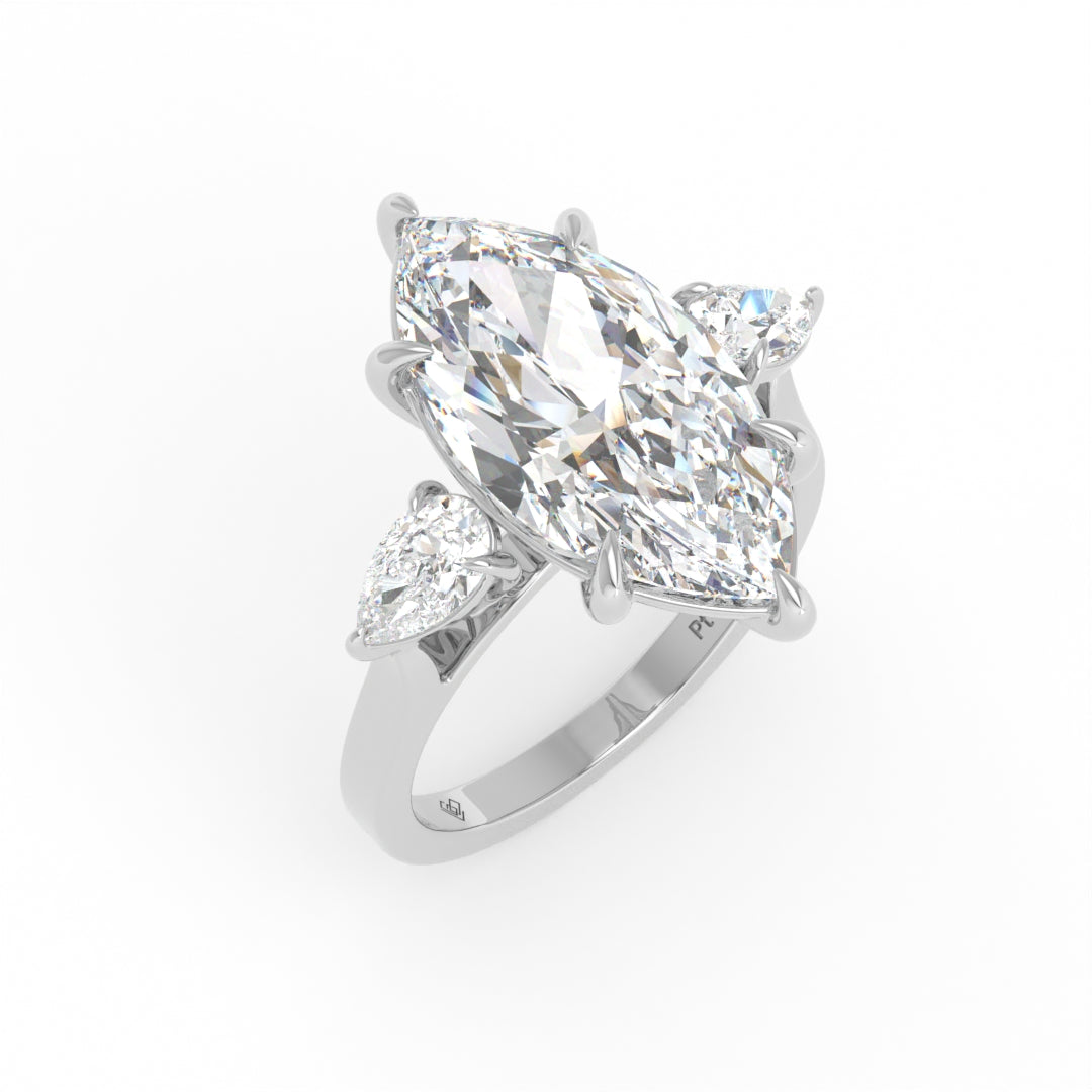 Sofia Marquise Cut Diamond Engagement Ring with Pear Cut Side Diamonds