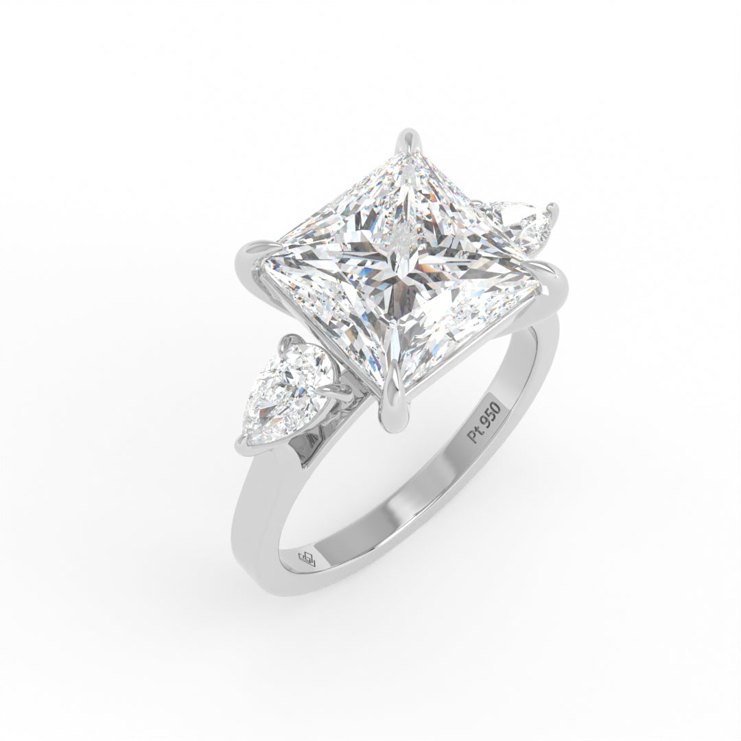 Sofia Princess Cut Diamond Engagement Ring With A Pear sides