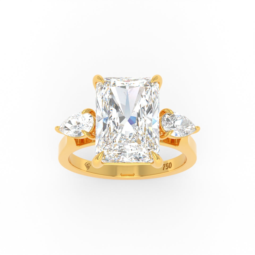 Sofia Radiant Cut Diamond Engagement Ring With A Pear Cut Side Diamonds