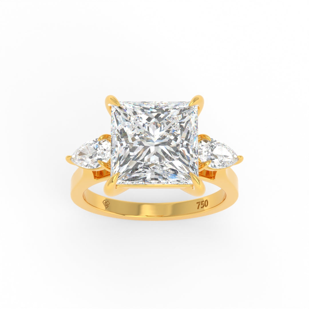 Sofia Princess Cut Diamond Engagement Ring With A Pear sides