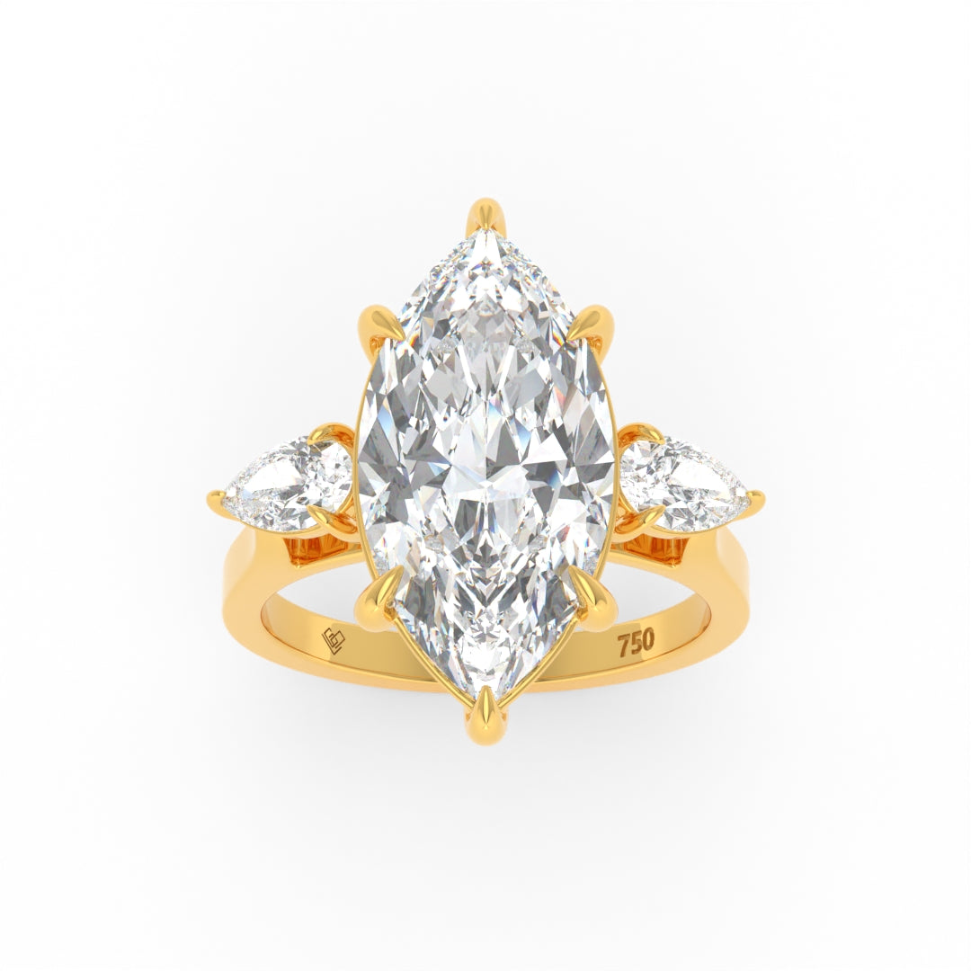 Sofia Marquise Cut Diamond Engagement Ring with Pear Cut Side Diamonds