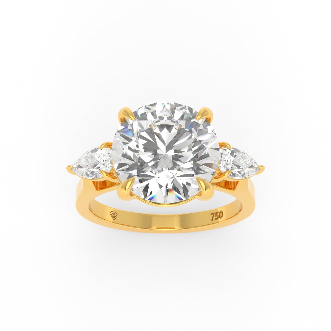 Sofia Round Brilliant Cut Diamond Engagement Ring With A Pear Cut Side Diamonds
