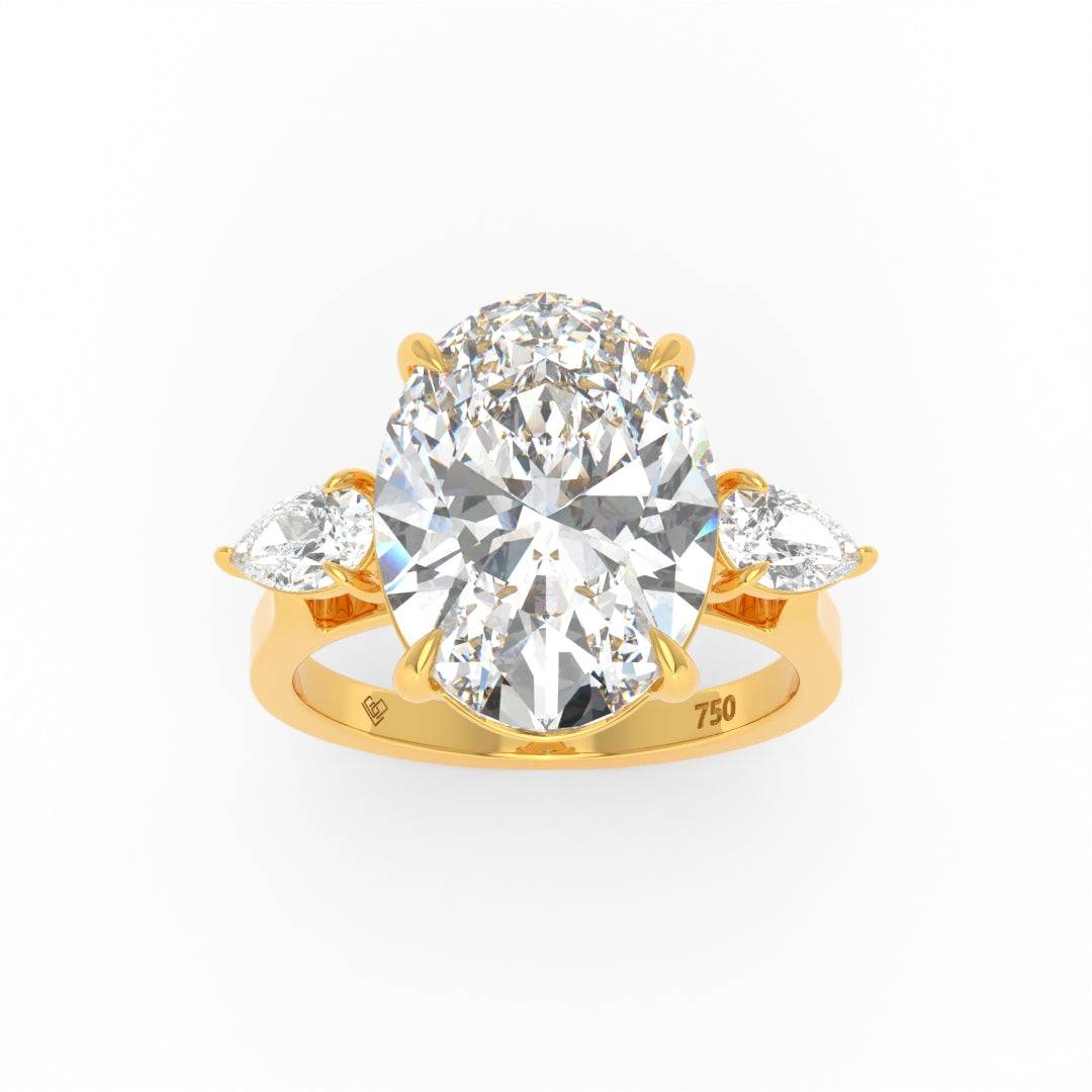 Sofia Oval Cut Diamond Engagement Ring With A Pear Cut Side Diamonds