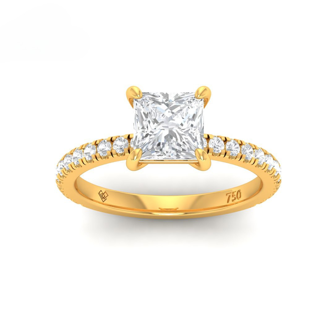 Abigail Princess With Diamond Band Engagement Ring