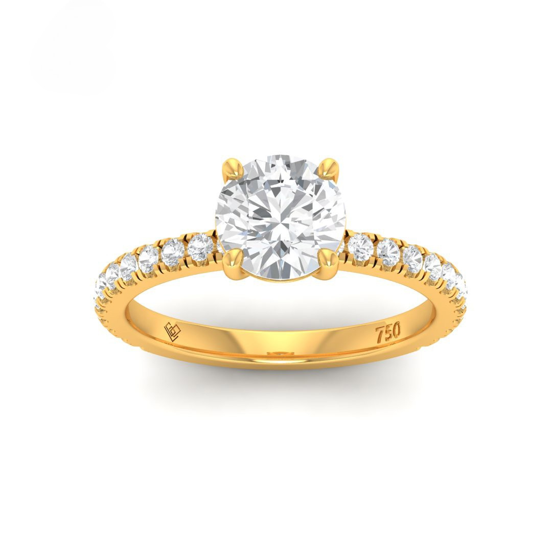 Abigail round cut diamond engagement ring with 0.30ct diamond band in 18k gold setting