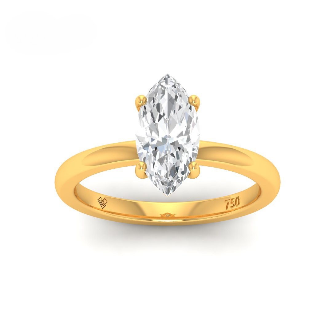 Noémie Solitaire Marquise cut diamond ring with 18k gold band and four-claw setting