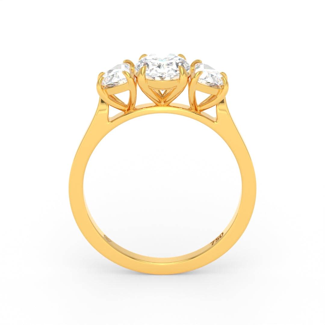 Kamala Oval Cut Diamond Engagement Ring with Half Moon Cut Side Diamonds