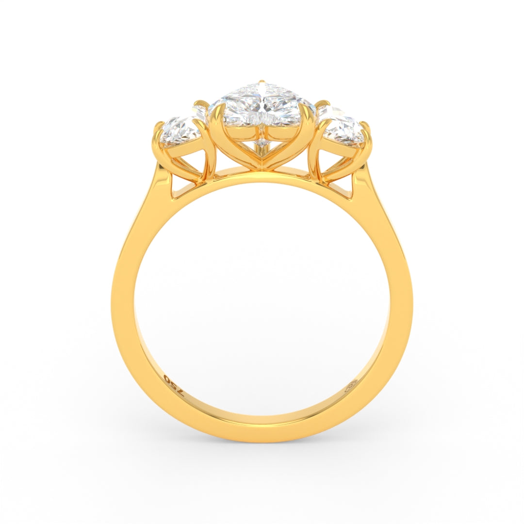 Kamala Heart Cut Diamond Engagement Ring with Half Moon Cut Side Diamonds