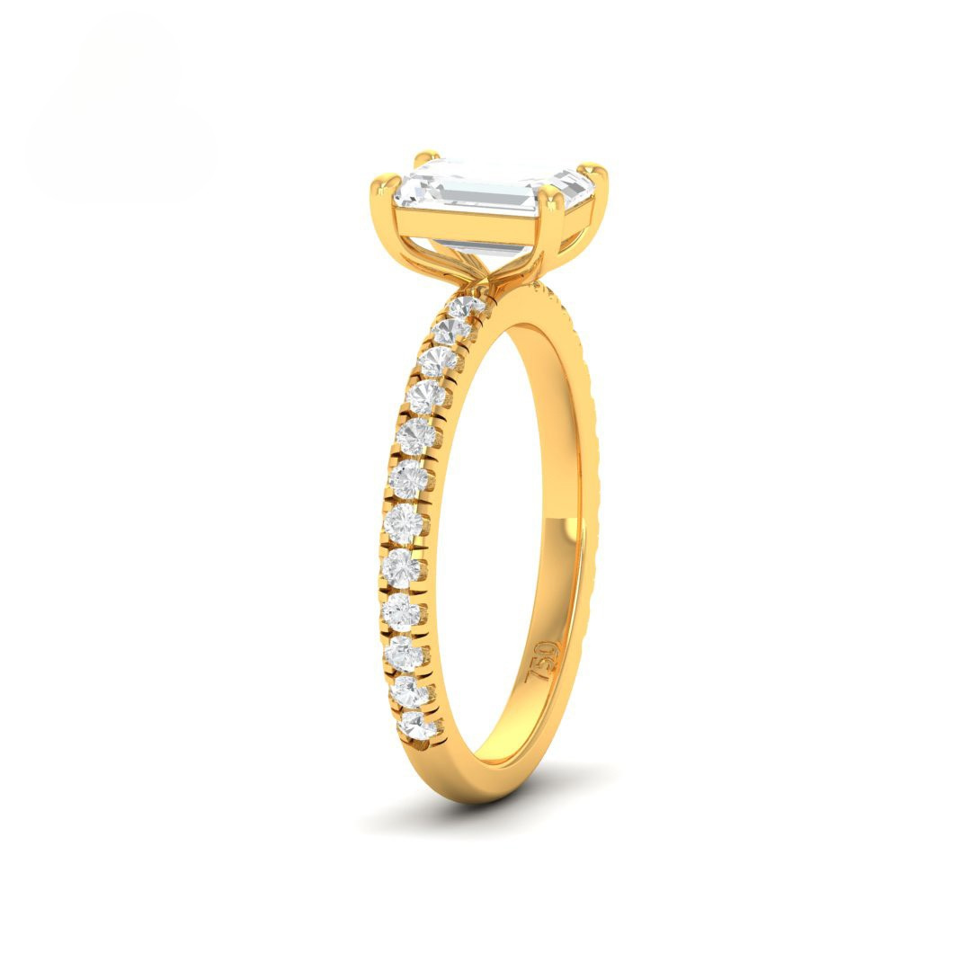 Abigail Emerald With Diamond Band Engagement Ring