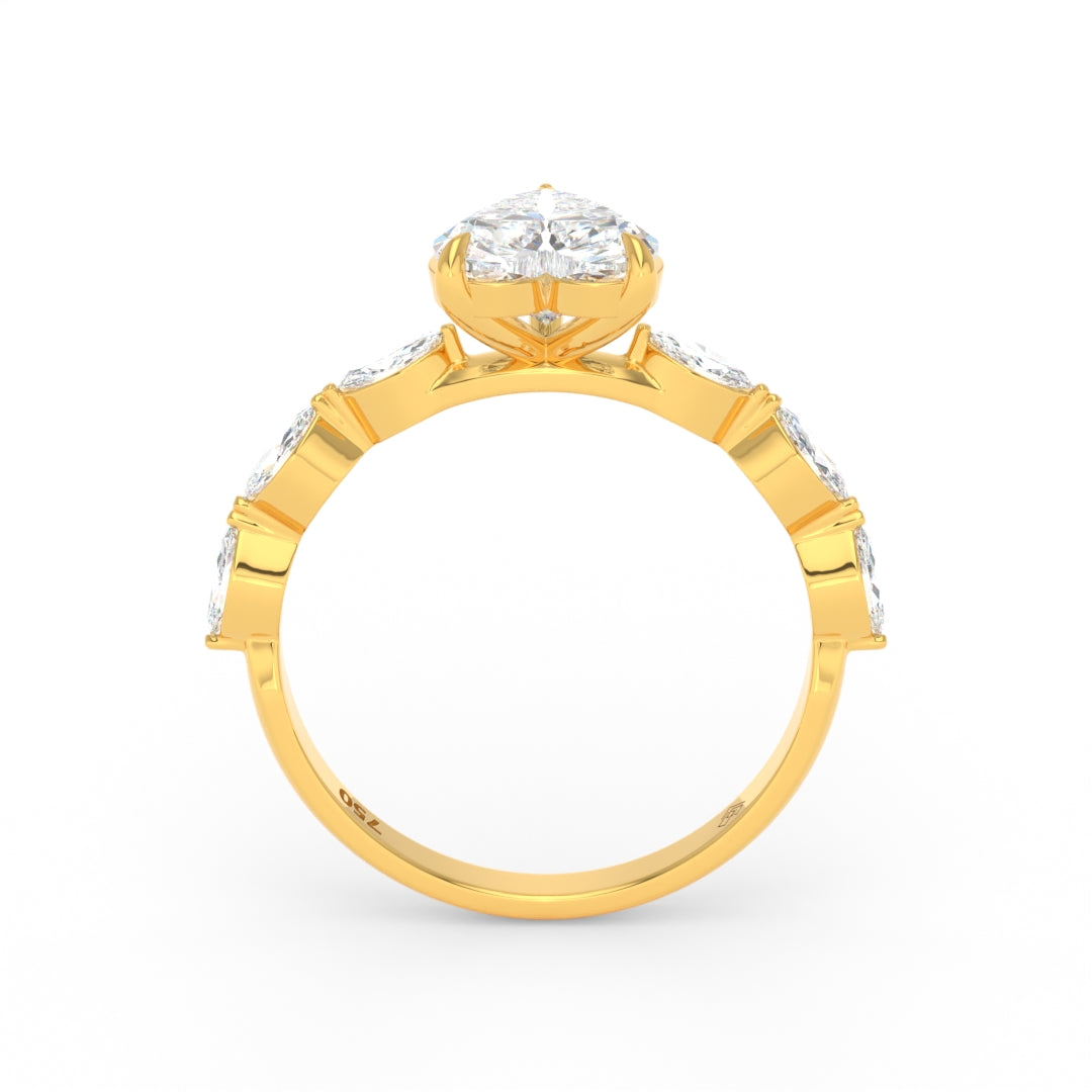 Kasandra Heart Cut Diamond Engagement RIng With A Marquise Cut Diamond Band