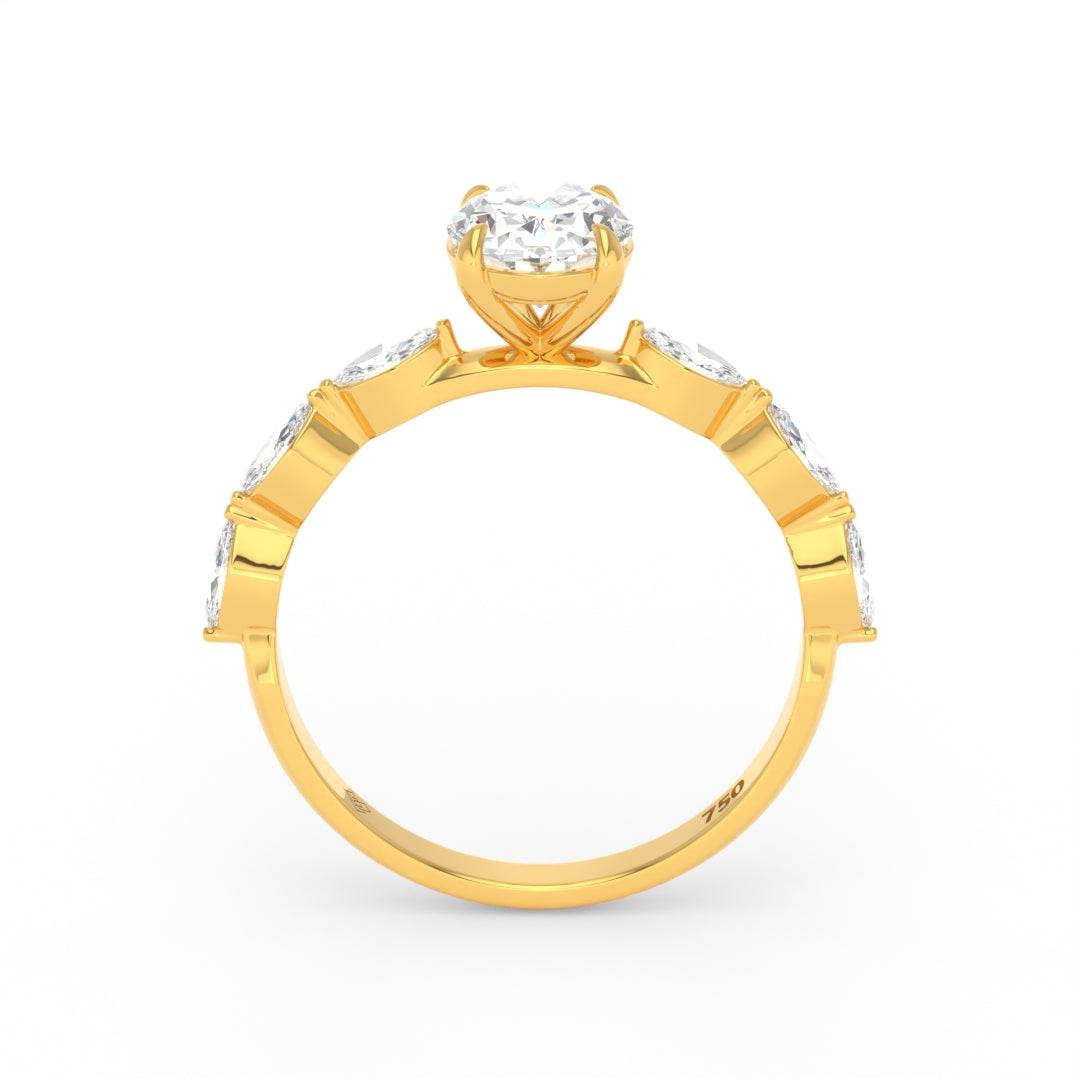 Kasandra Oval Cut Diamond Engagement Ring With A Marquise Cut Diamond Band