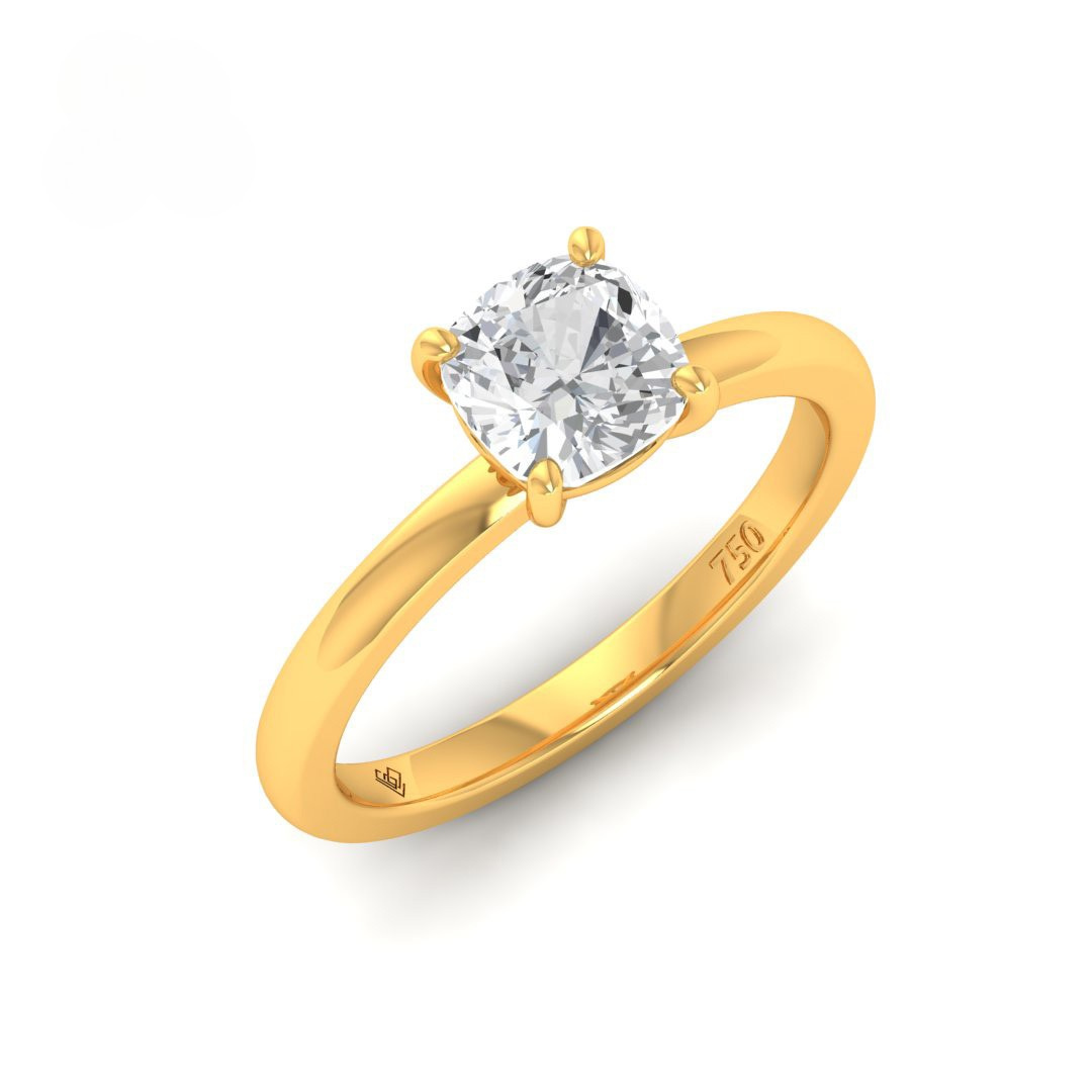 Noémie Solitaire Cushion Cut With Diamond Engagement Ring