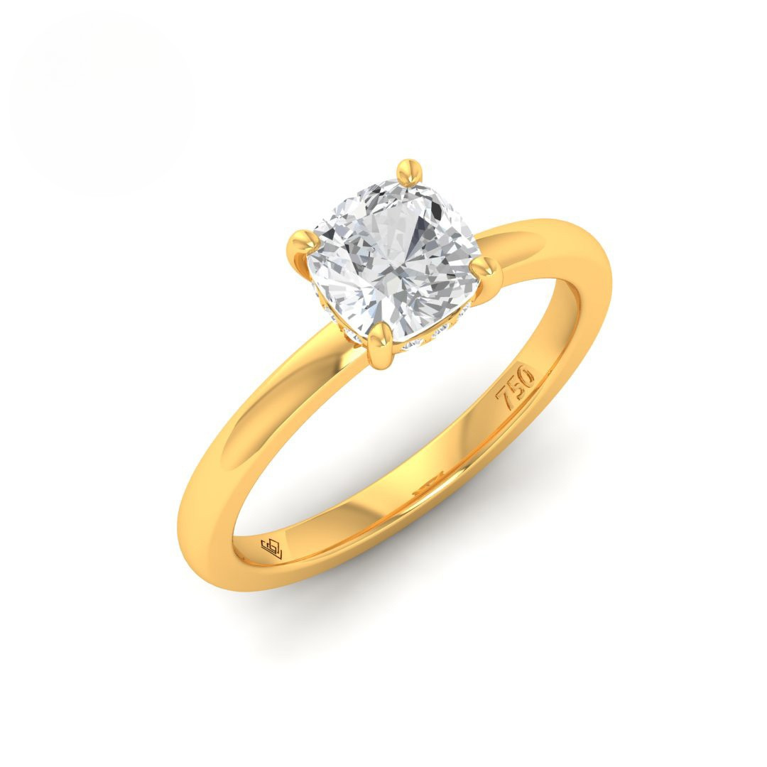 Léa Cushion Cut Diamond With Hidden Halo Engagement Ring