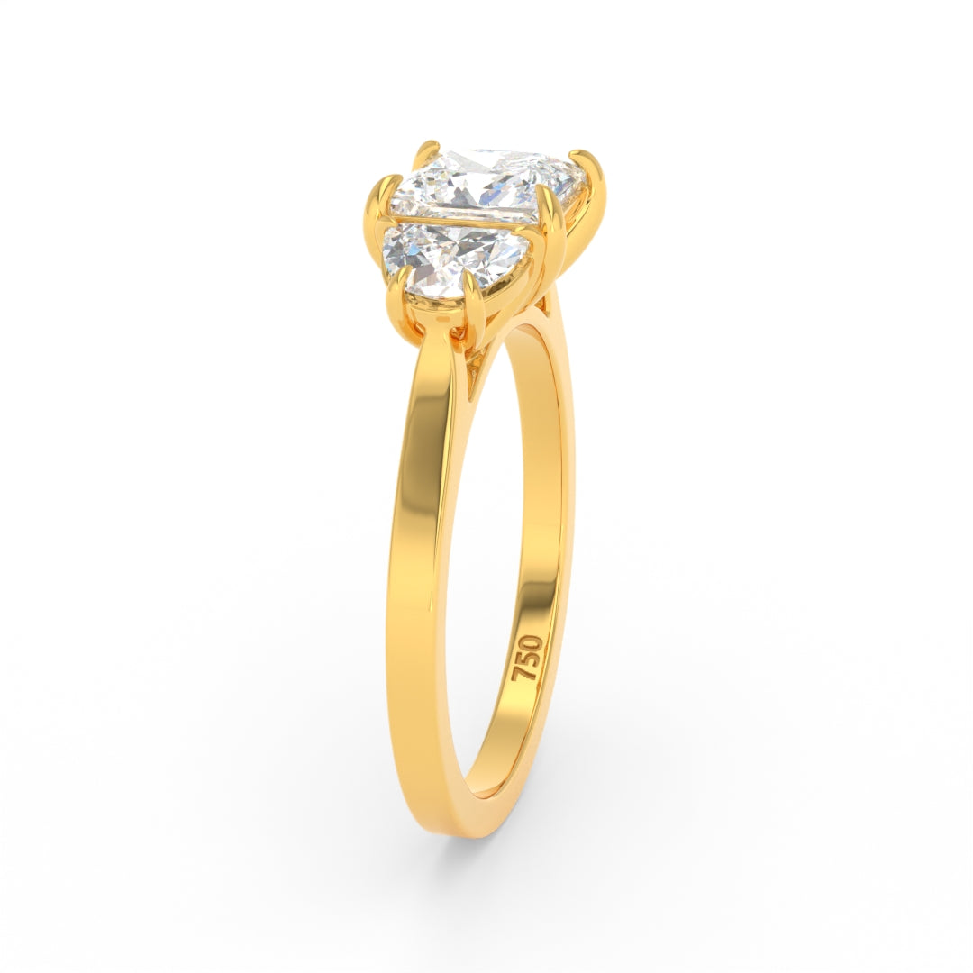Kamala Princess Cut Diamond Engagement Ring with Half Moon Sides