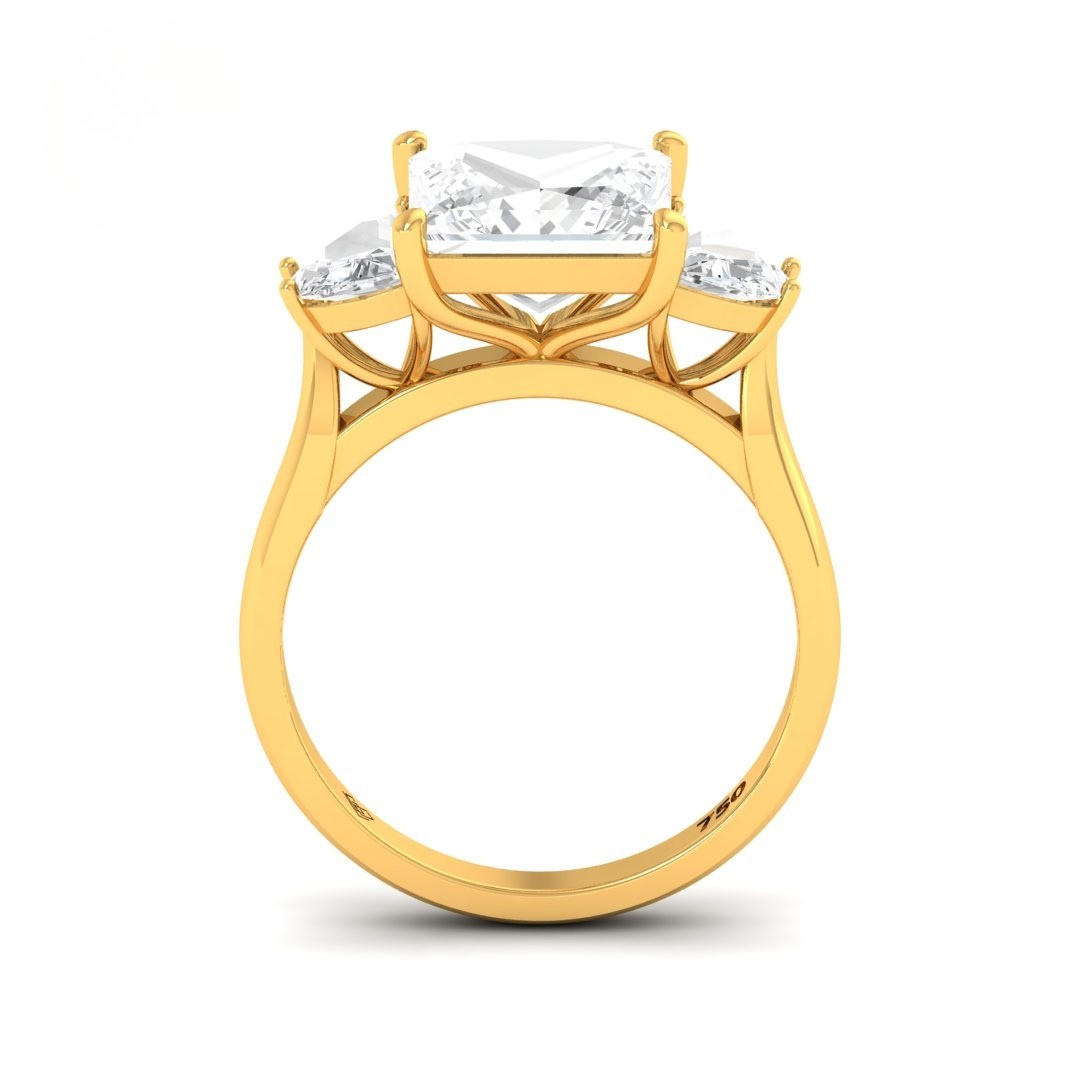 Kamala Princess Cut Diamond Engagement Ring with Half Moon Sides