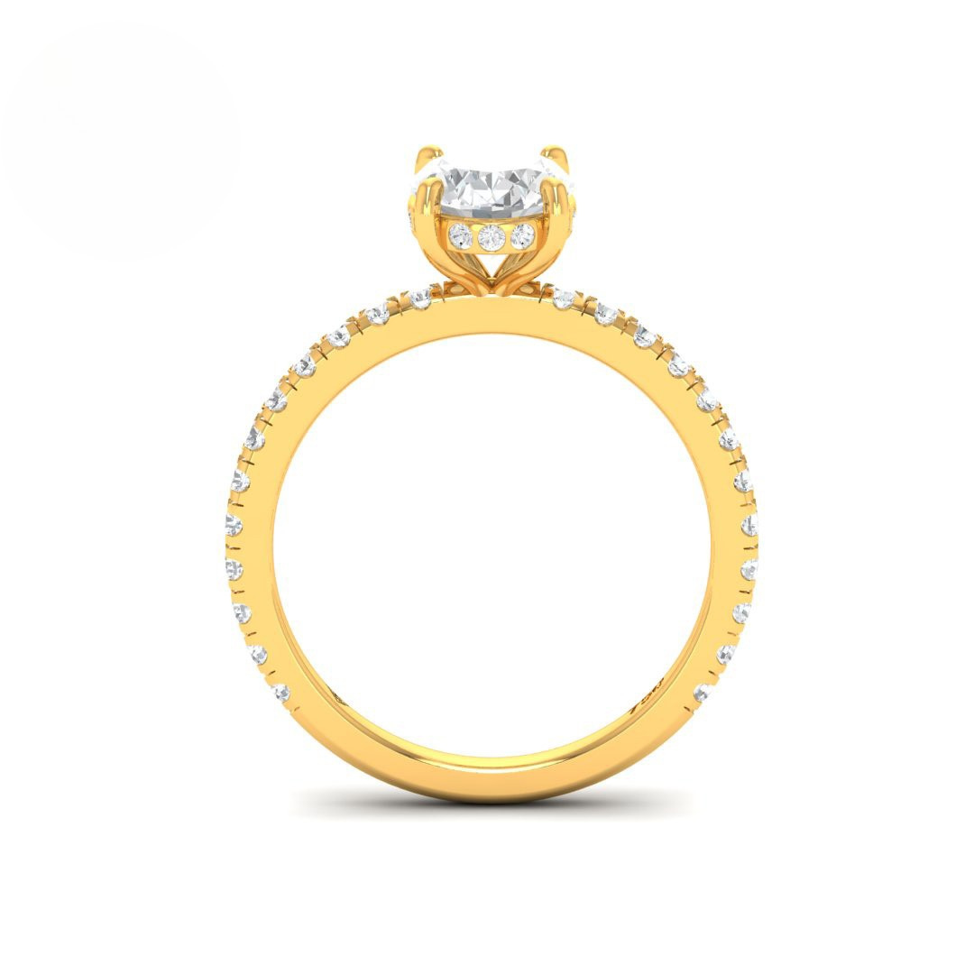 Chloé Oval Cut Diamond Engagement Ring with Diamond Hidden Halo and Diamond Band