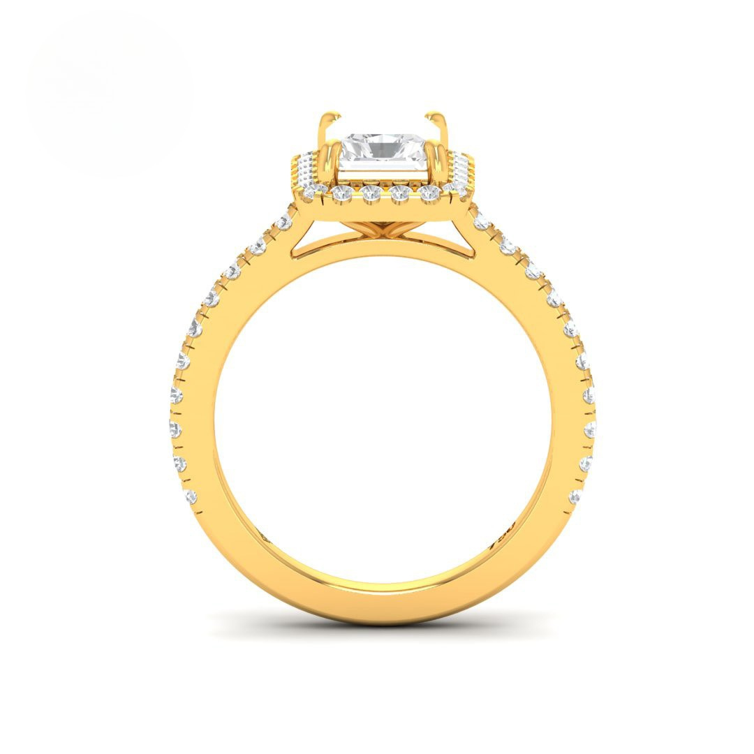 Bella Radiant Cut Diamond Engagement Ring with Diamond Halo & Diamond Band